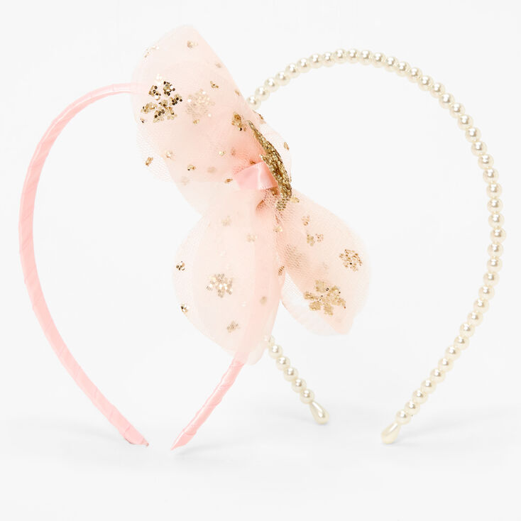Claire&#39;s Club Pink Flower Pearl Headbands - 2 Pack,