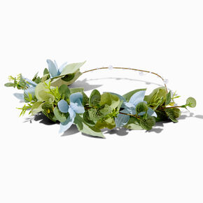 Couronne de fleurs avec verdure et perles d&#39;imitation,