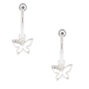 Silver 15MM Butterfly Charm Clip On Hoop Earrings,