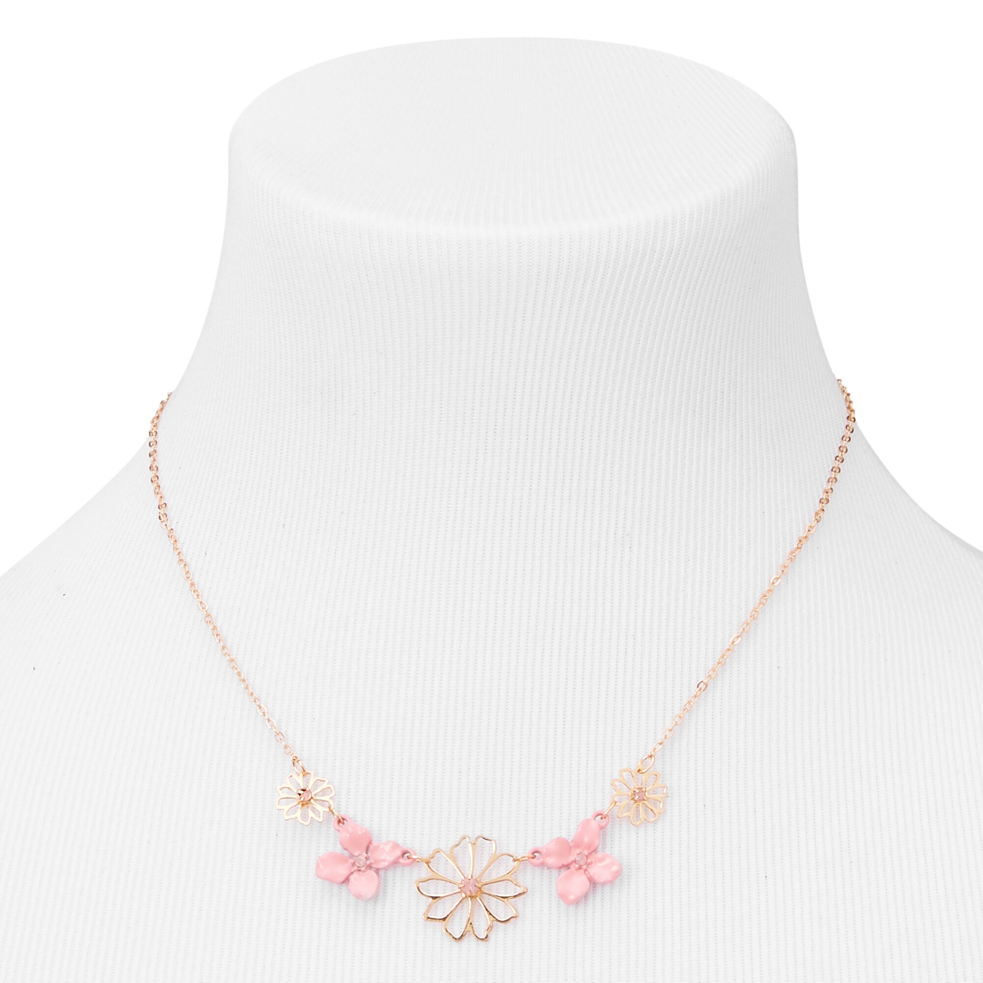 Lot de bijoux à fleurs couleur dorée et roses - Lot de 2,