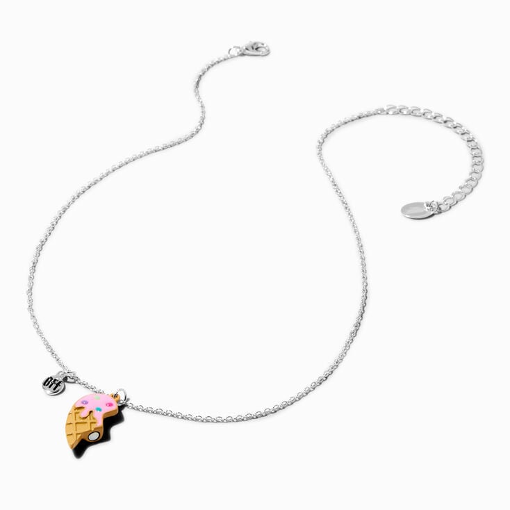 Best Friends Ice Cream Cone Heart Pendant Necklaces - 2 Pack,