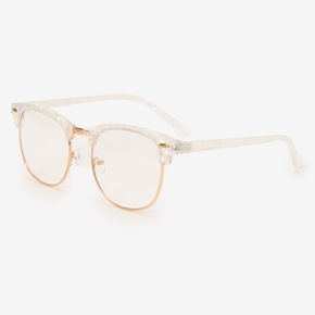 Rose Gold Browline Clear Lens Frames - White,