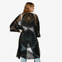 Sheer Floral Crochet Kimono - Black,