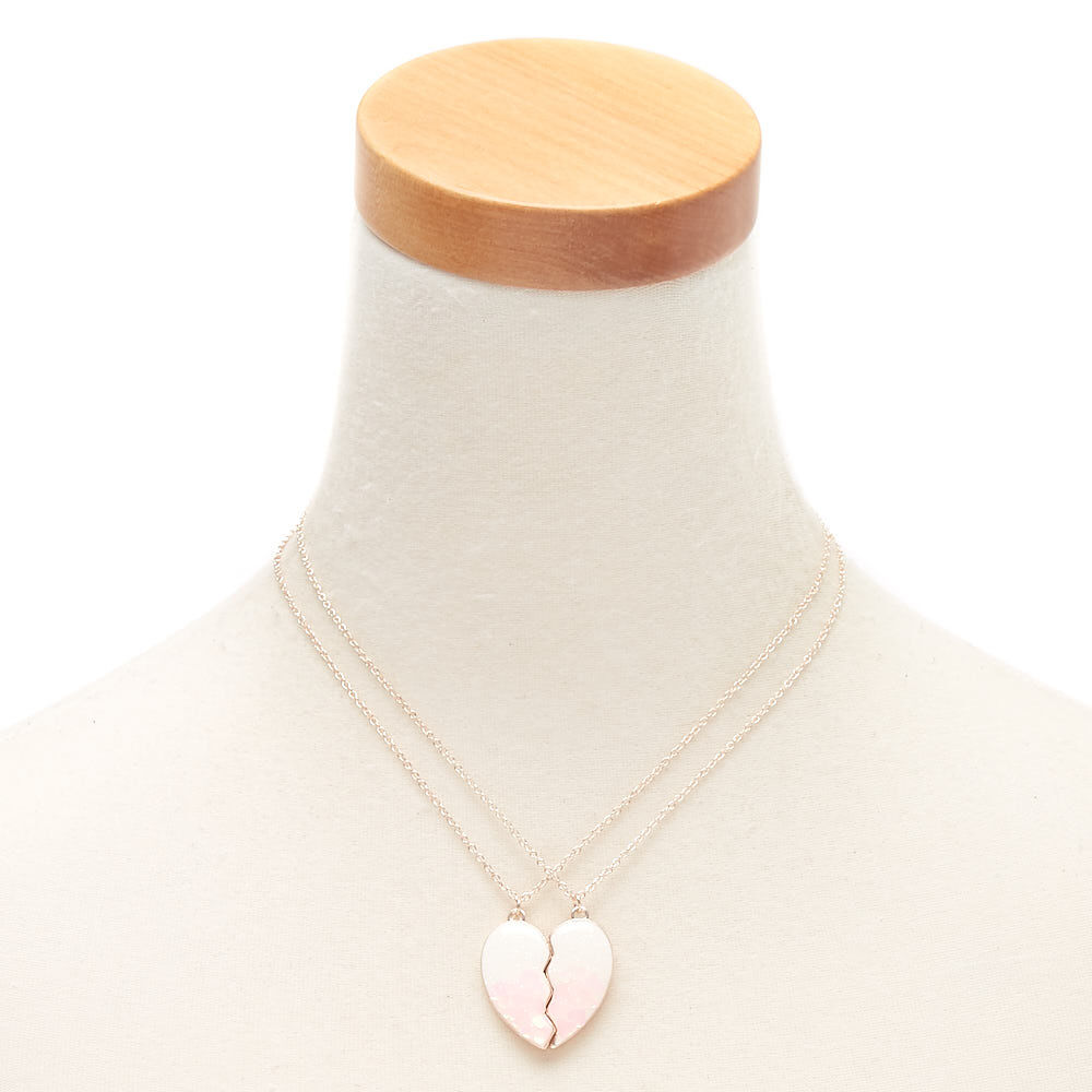 Best Friends Heart Confetti Pendant Necklaces - Pink, 2 Pack,