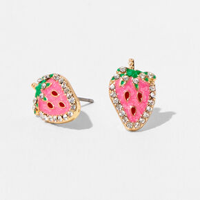 Embellished Strawberry Stud Earrings,