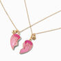 Best Friends Pink Molten Drip Split Heart Necklaces - 2 Pack,