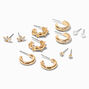 Gold-tone Fancy Textured Earrings Set - 6 Pack,