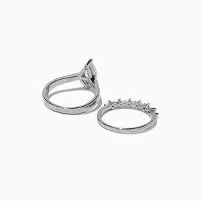 Silver-tone Cubic Zirconia Marquise Rings - 2 Pack ,