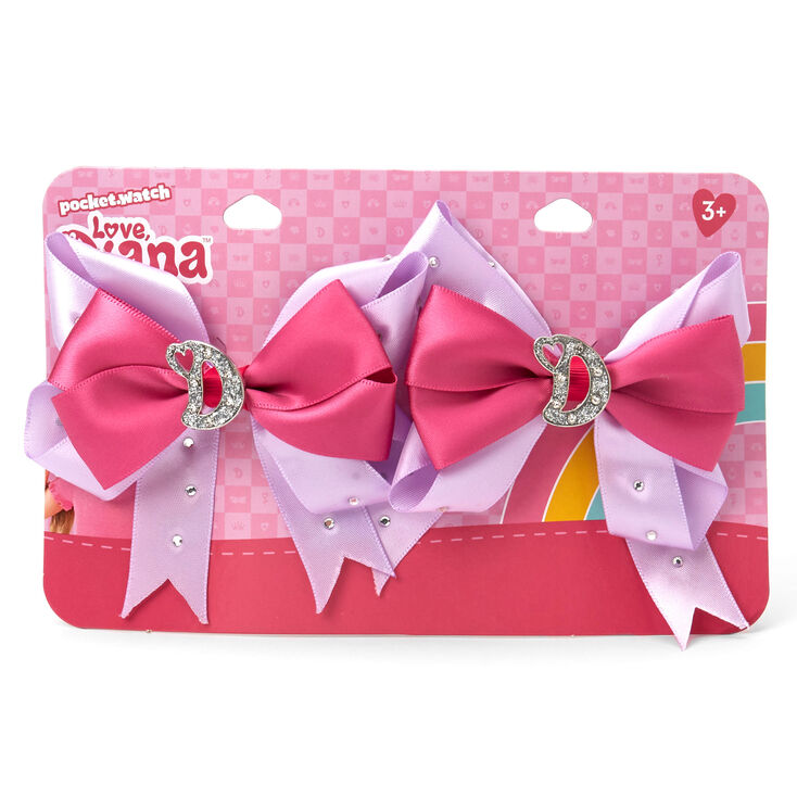 Claire's Nœuds à cheveux à initiale « D » rose et violet Love, Diana™ – Lot de 2