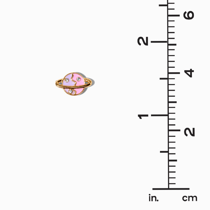 Pink &amp; Purple Saturn Embellished Planet Stud Earrings,