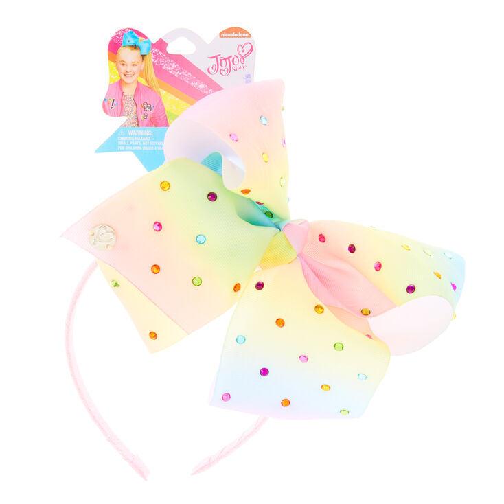 Jojo Siwa Large Rhinestone Pastel Rainbow Bow Headband Claire S