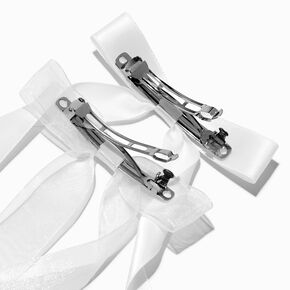 White Organza &amp; Sheer Hair Bow Clips - 2 Pack,