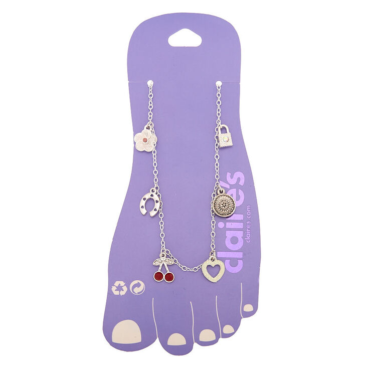 Silver Cherry Charms Anklet,