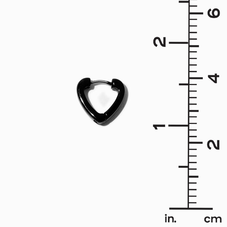 Black-tone 10MM Heart Huggie Hoop Earrings ,