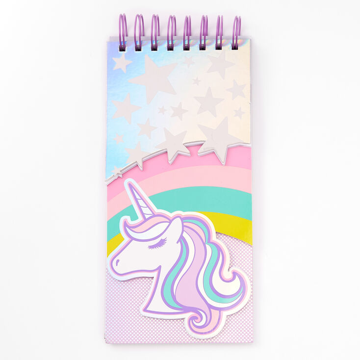 Carnet avec couches de papier superpos&eacute;es Miss Glitter la licorne,