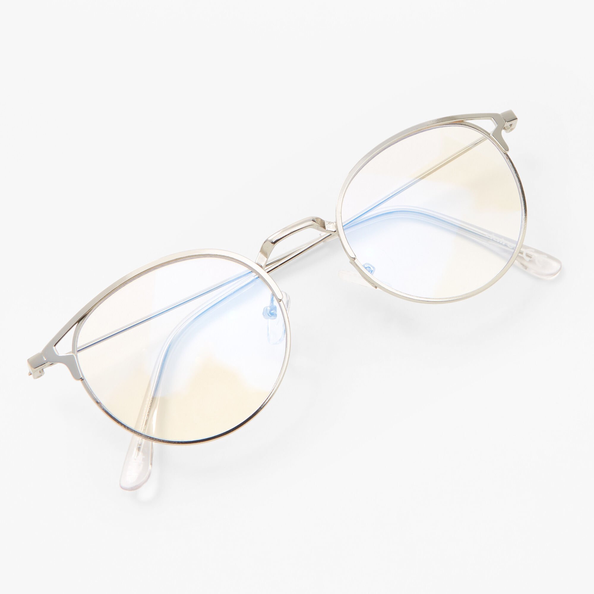 Silver frame clear lens glasses sales