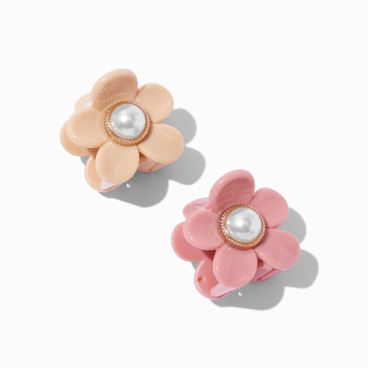 Pink &amp; Ivory Flower Hair Claws - 2 Pack,