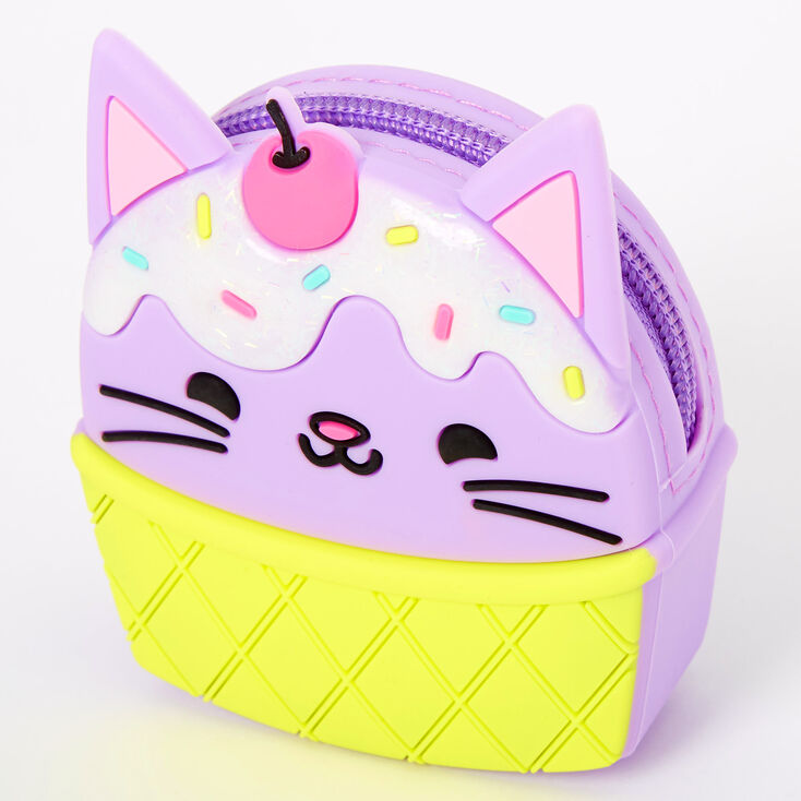 Claire's Porte-monnaie en silicone chat et cornet - Violet