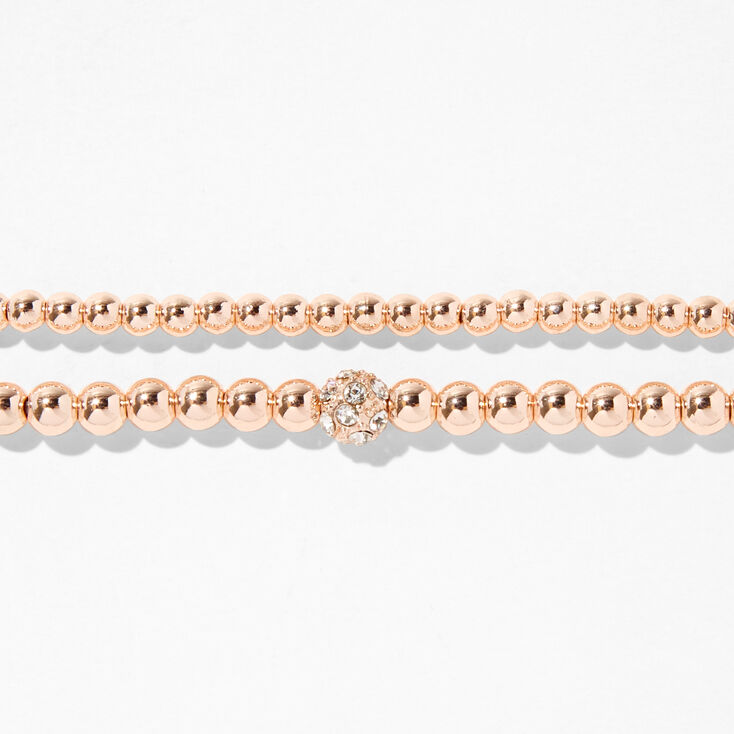 Rose Gold Fireballl Stretch Bracelets &#40;2 Pack&#41;,