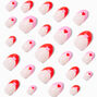 Heart Heart French Tip Stiletto Press On Faux Nail Set - 24 Pack,