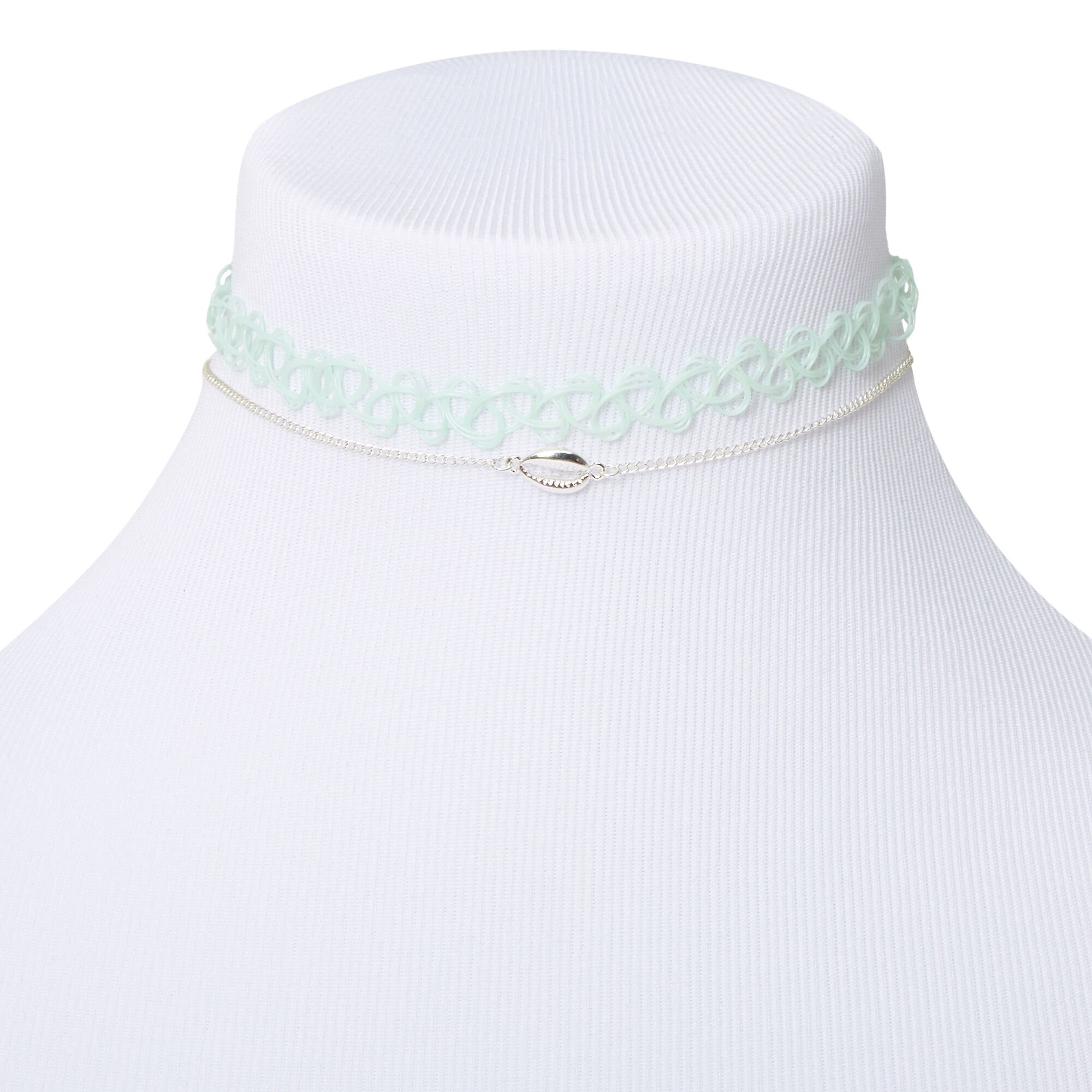 Sky Brown™ Cowrie Shell Choker Necklaces - Mint, 2 Pack,