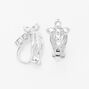 Silver Cubic Zirconia Cross Clip On Earrings,