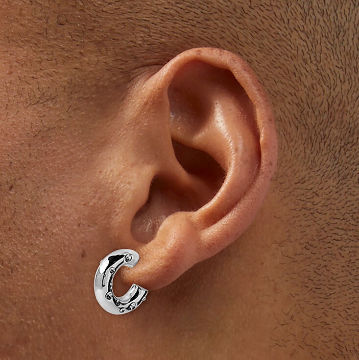 Silver-tone Crystal Studded Hoop Earrings,