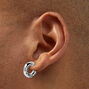 Silver-tone Crystal Studded Hoop Earrings,
