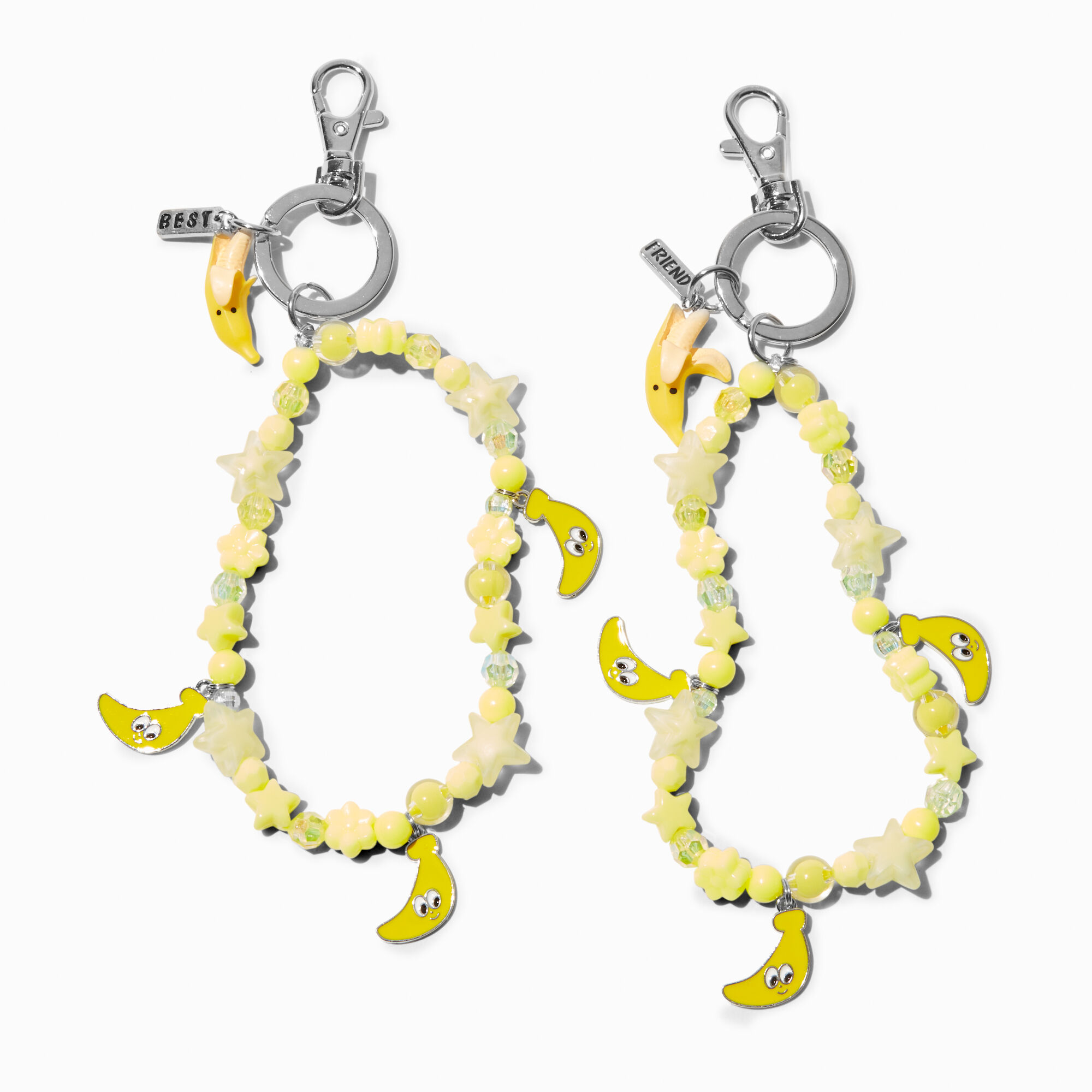 View Claires Best Friends Beaded Banana Wrislet Keyrings 2 Pack Silver information