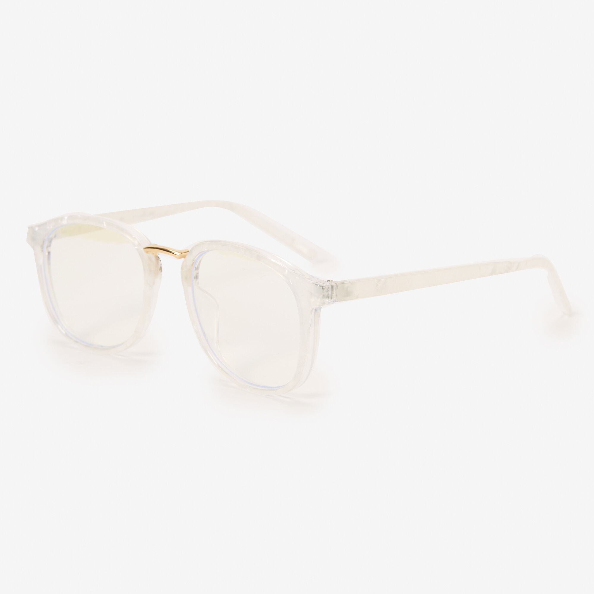 Claire's Lunettes à verres transparents avec ligne de sourcils motif écaille de tortue transparentes - Blanc