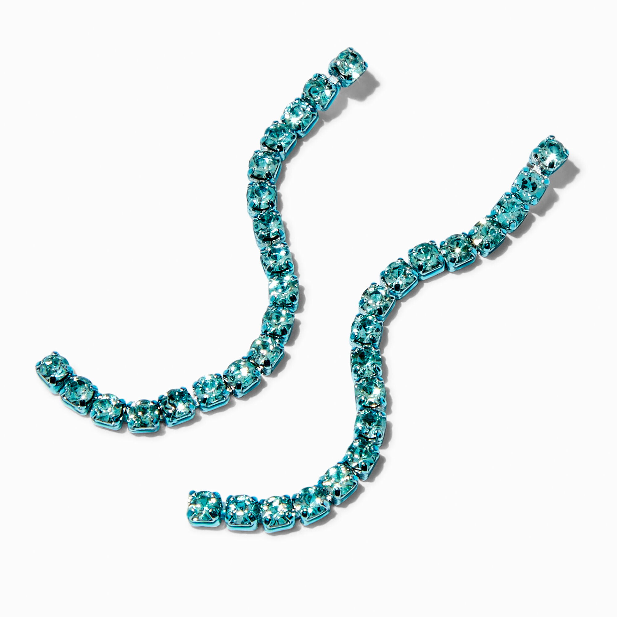 View Claires Aqua Crystal Column 25 Drop Earrings information