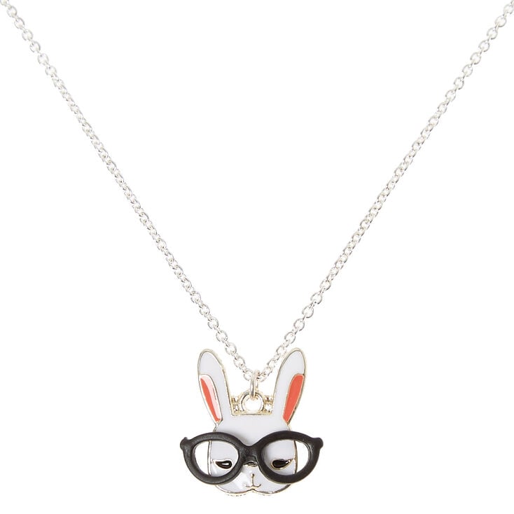 Bunny with Glasses Pendant Necklace,