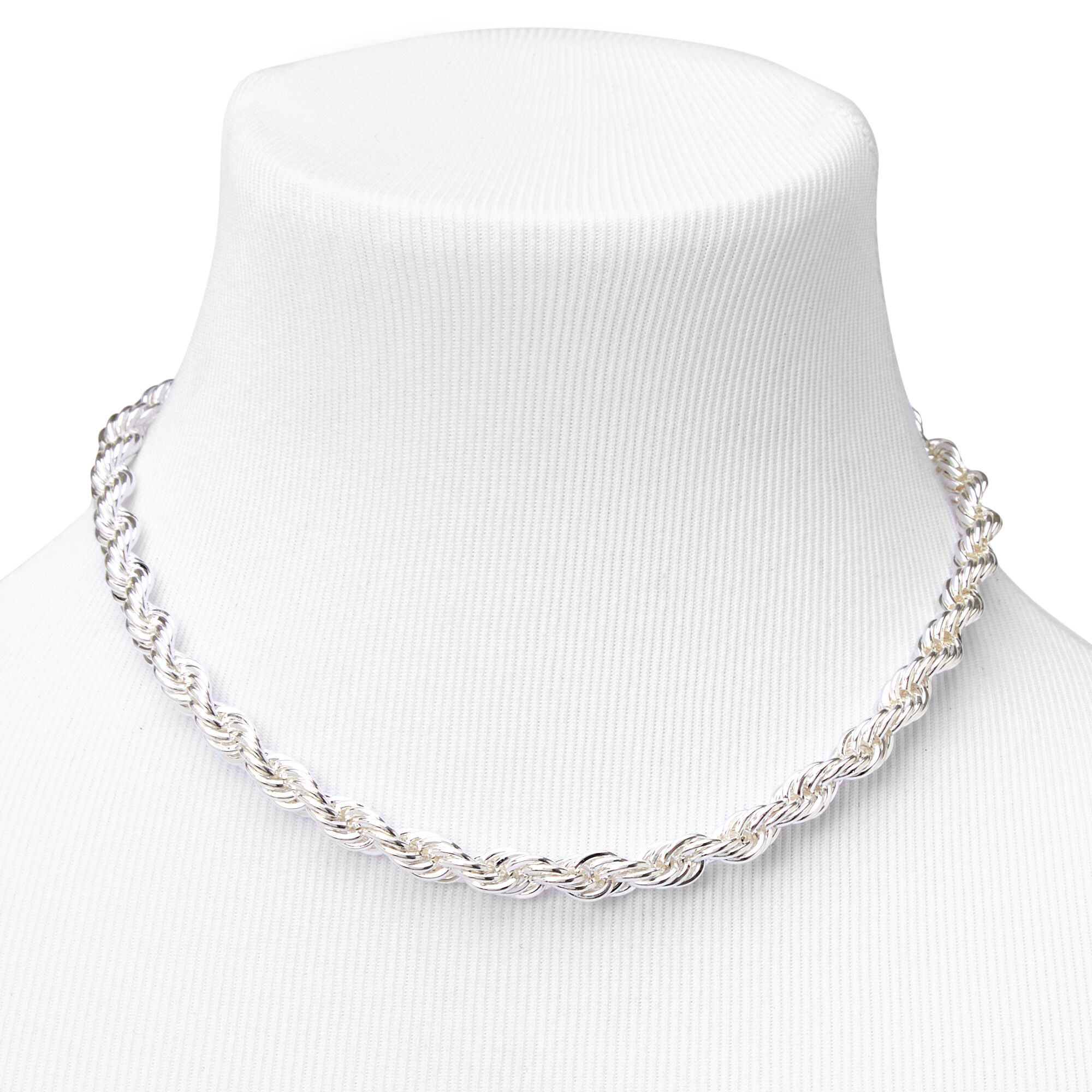 Silver Twisted Rope Chain Necklace,
