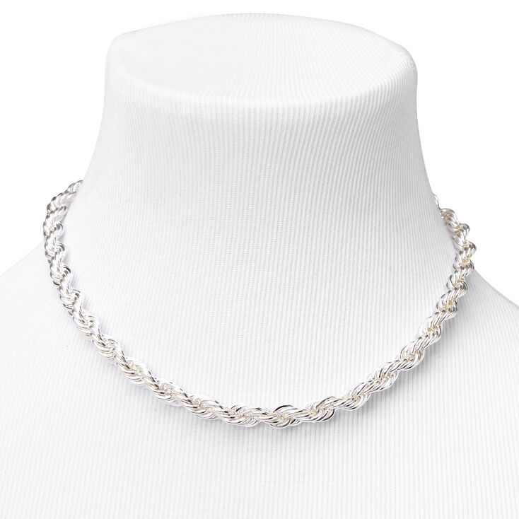 Silver Twisted Rope Chain Necklace,