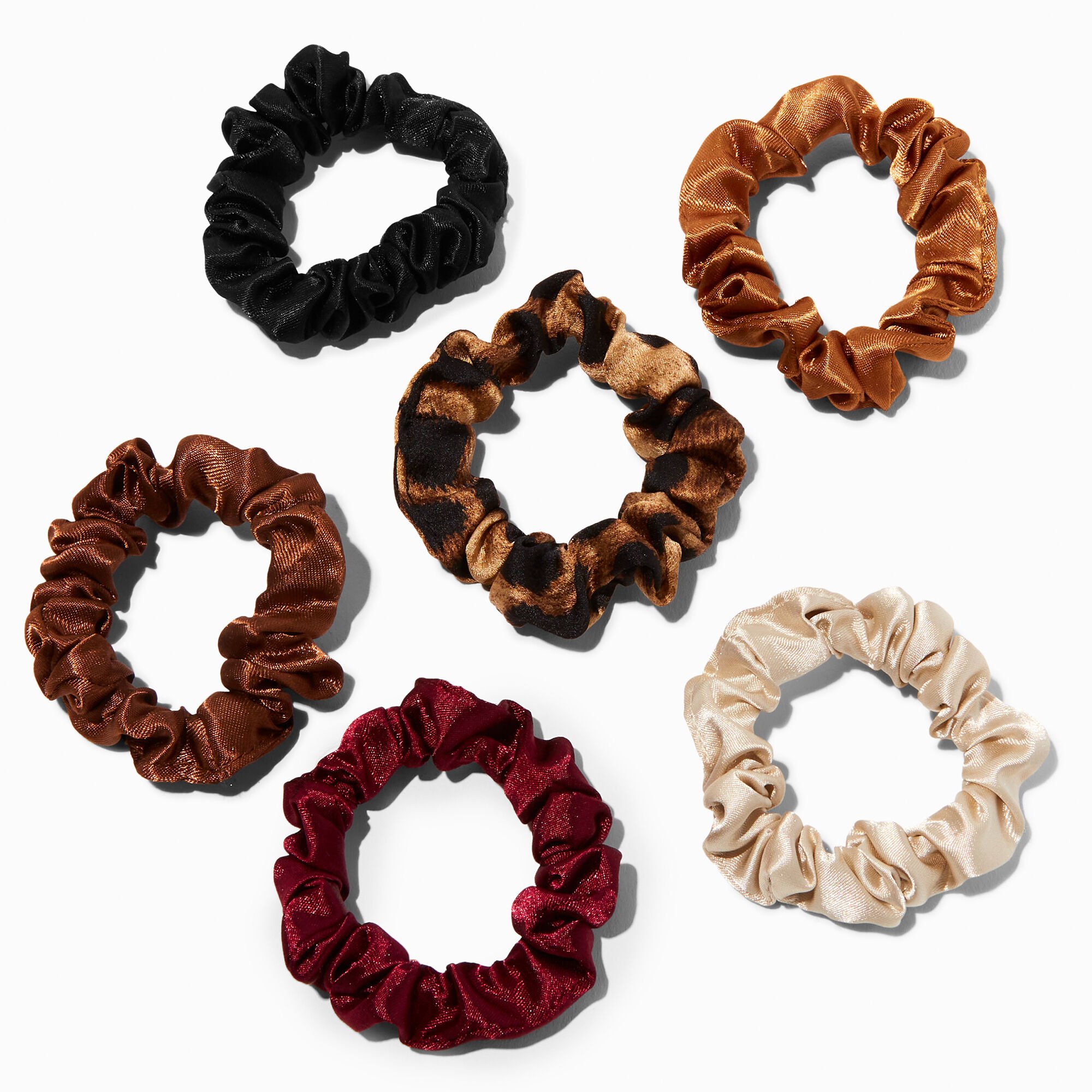 Cheetah Skinny Silky Hair Scrunchies - 6 Pack,