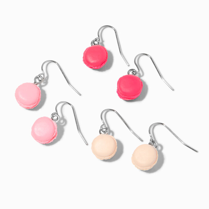 Pink 1'' Macaron Drop Earrings - 3 Pack