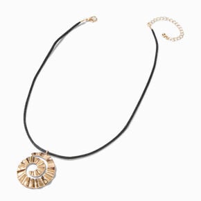Gold-tone Spiral Rope Pendant Necklace,