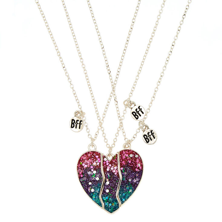 Best Friends Ombre Glitter Heart Pendant Necklaces - 3 Pack | Claire's