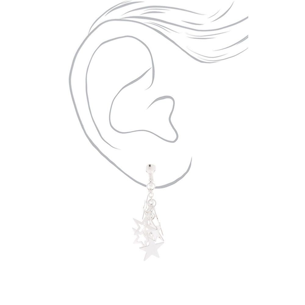Pendantes à clip étoile couleur argenté 2,5 cm,