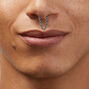 16G Silver-tone Stainless Steel Crystal Chain Septum Nose Stud,