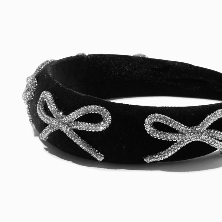 Black Bow Embellished Puffy Headband,