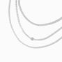 Silver-tone Cubic Zirconia Bezel Laser Multi-Strand Chain Necklace,