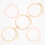 Gold &amp; Pink Beaded Bracelet Set - 5 Pack,