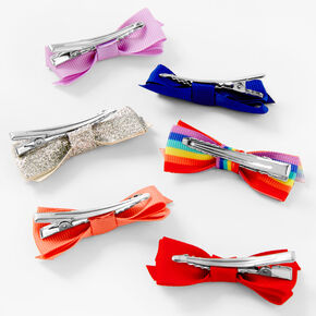 Claire&#39;s Club Rainbow, Glitter, &amp; Solid Hair Bow Clips - 6 Pack,