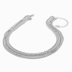 Silver-tone Cable Chain Stack Multi-Strand Necklace ,