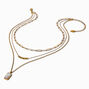 Gold-tone Stainless Steel Rectangle Pendant Multi-Strand Necklace,