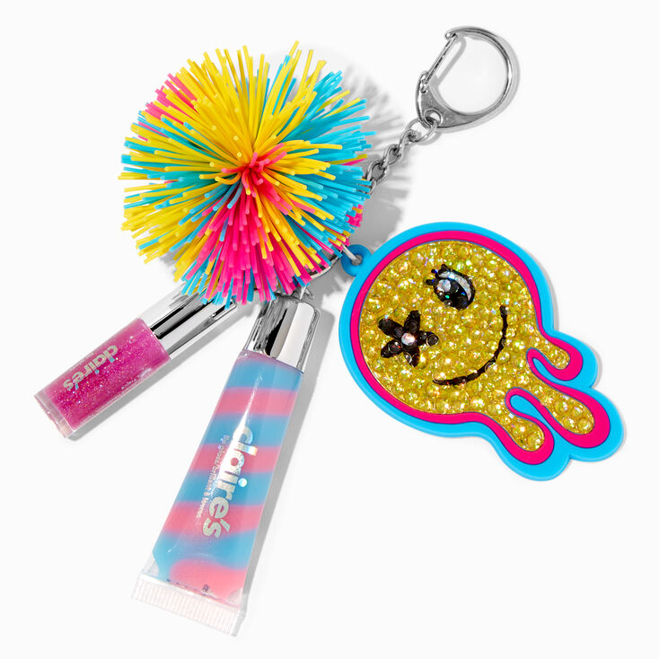 Daisy Happy Face Bling Lip Gloss Keychain,