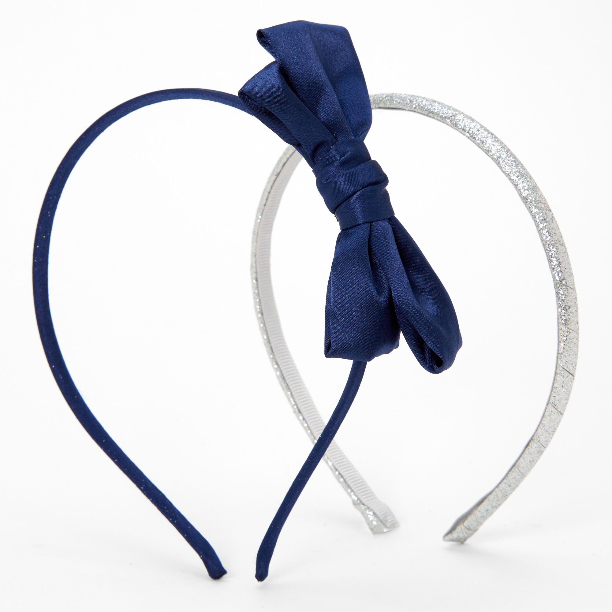 Claire's Club Jewel-Tone Glitter Bow Headbands - Navy, 2 Pack,