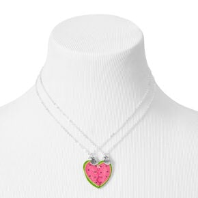 Best Friends Watermelon Split Heart Pendant Necklaces - 2 Pack,