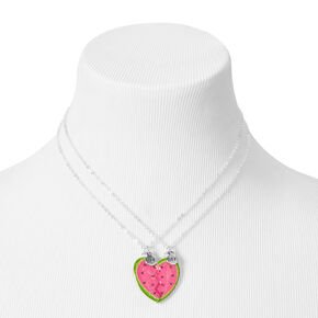 Best Friends Watermelon Split Heart Pendant Necklaces - 2 Pack,